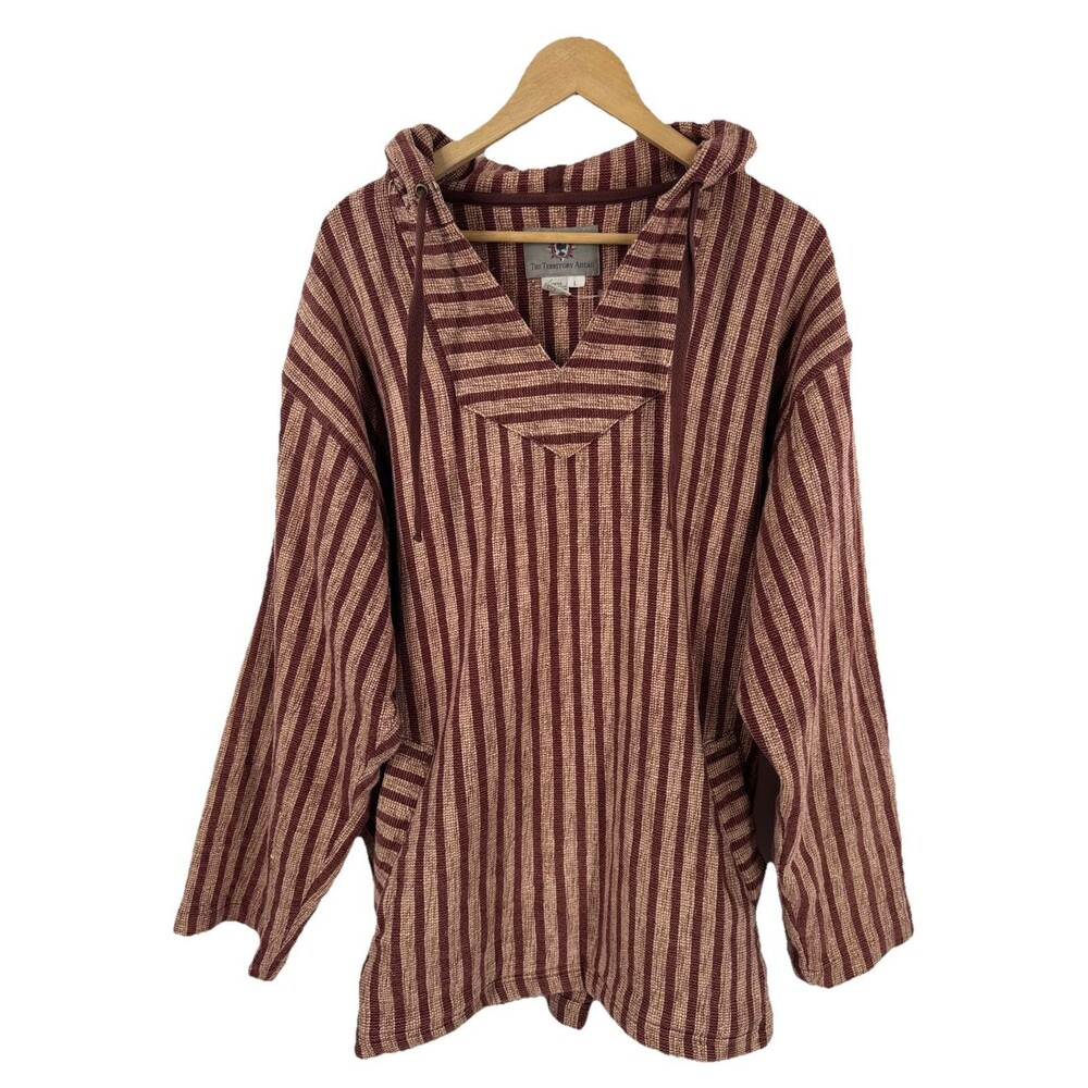 Territory Ahead‎ VTG Mexican Striped Blanket Pullover Hoodie Jacket Men’s L
